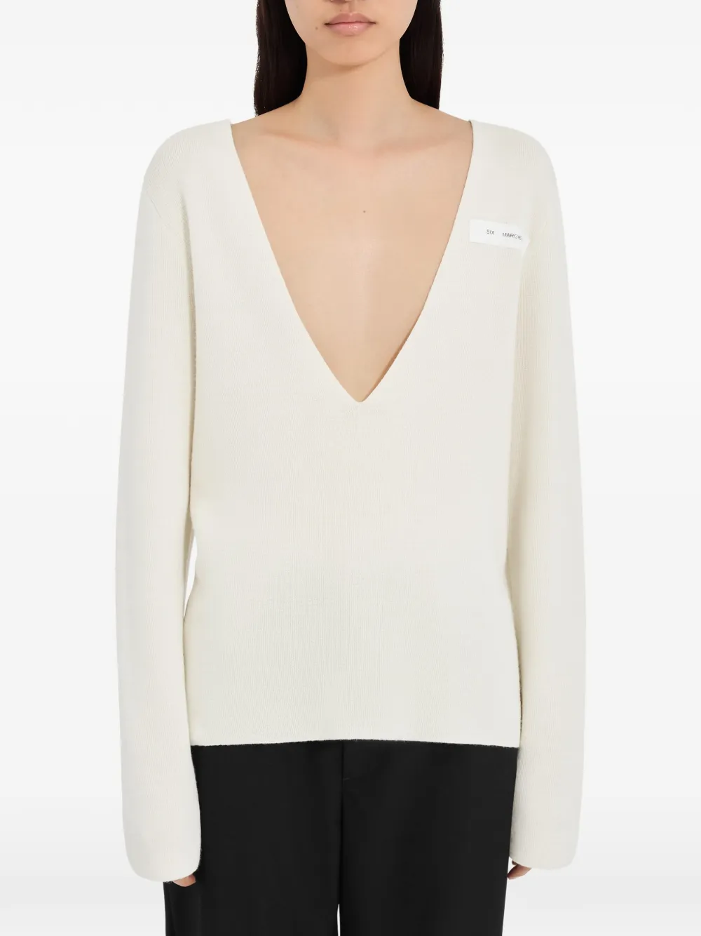 MM6 Maison Margiela Trui met V-hals Beige