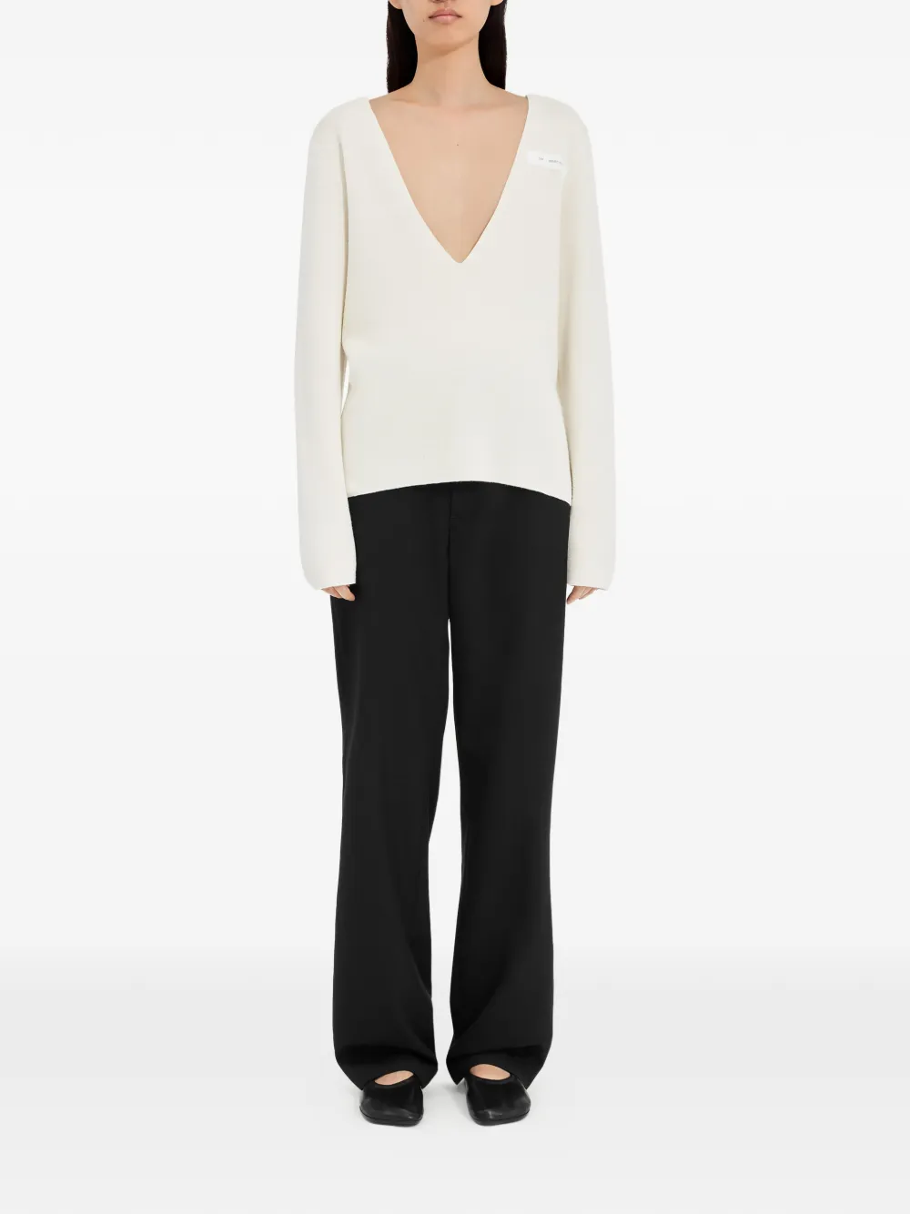 MM6 Maison Margiela Trui met V-hals Beige