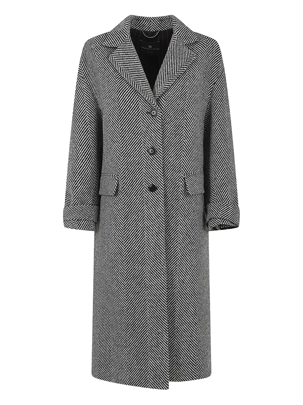 Ermanno Scervino herringbone buttoned coat | Black | Image 1
