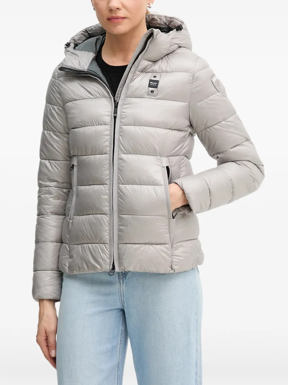 Blauer Caroll quilted hooded jacket - Grigio