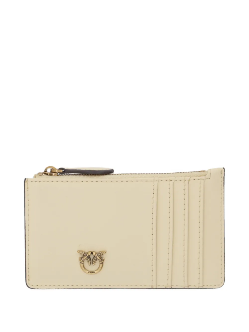 Pinko Airone Chevron Zip Wallet In Neutral
