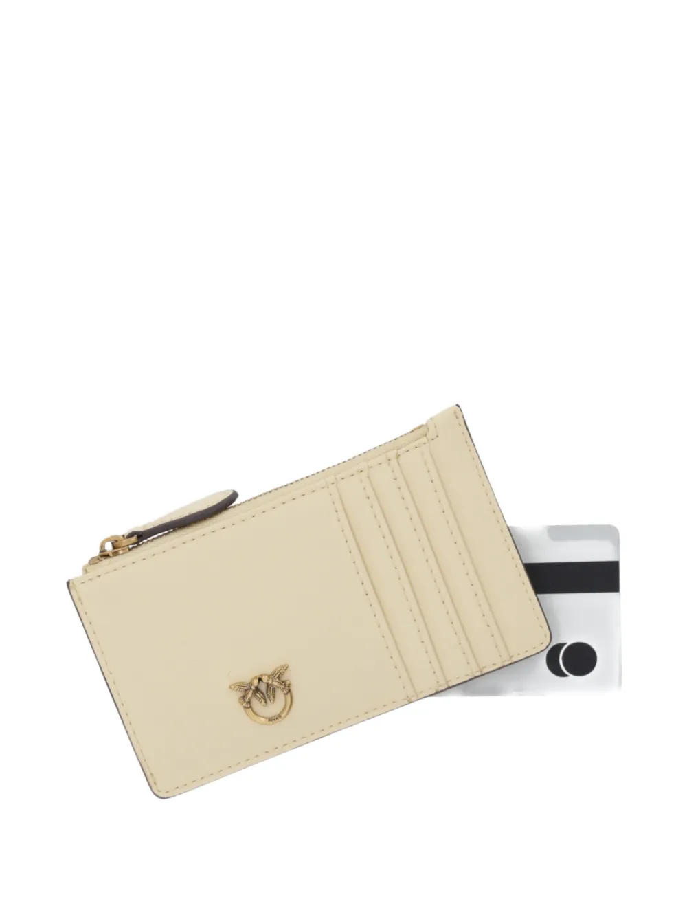 Pinko Airone Chevron Zip Wallet In Neutral