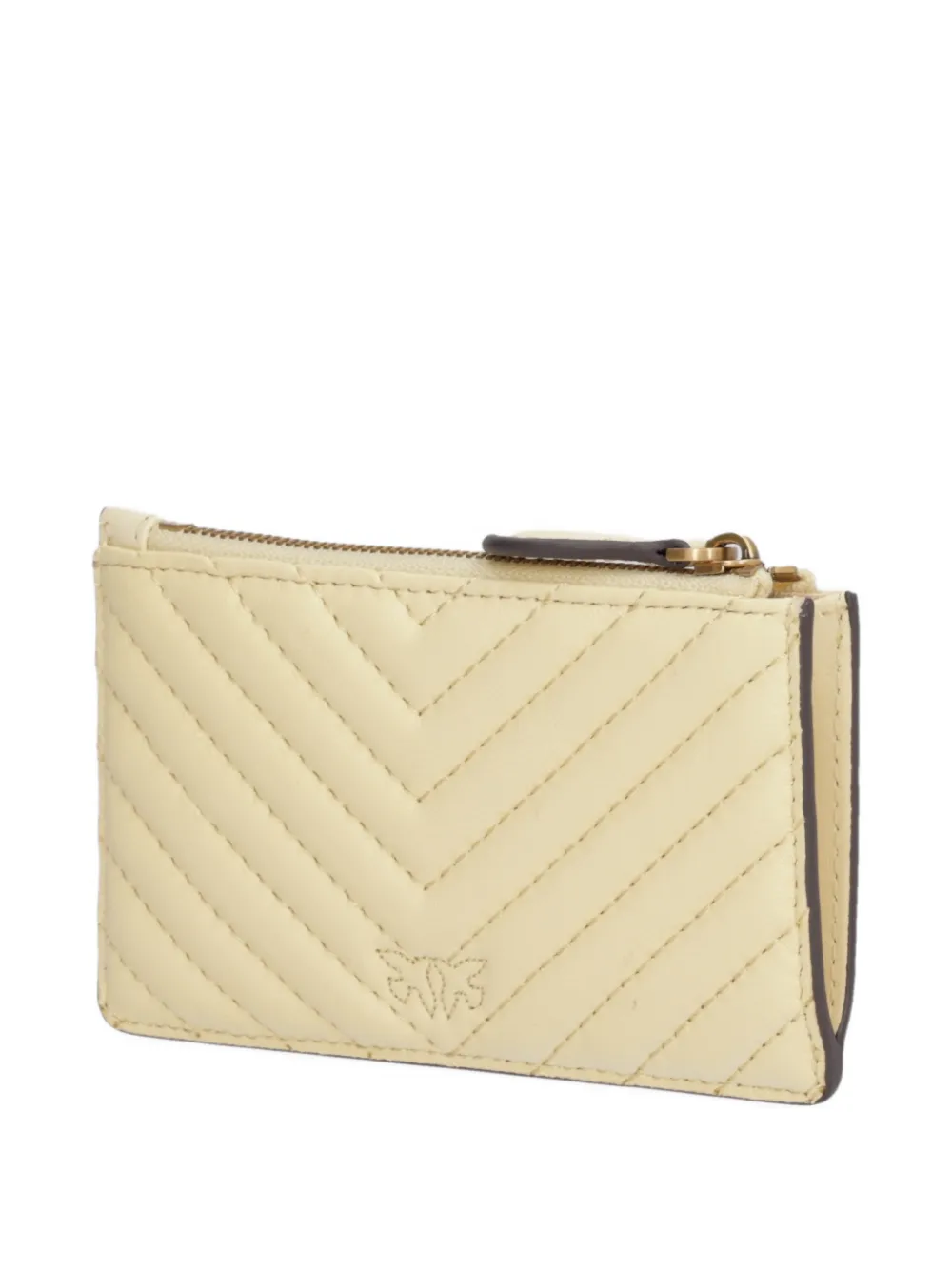 Pinko Airone Chevron Zip Wallet In Neutral