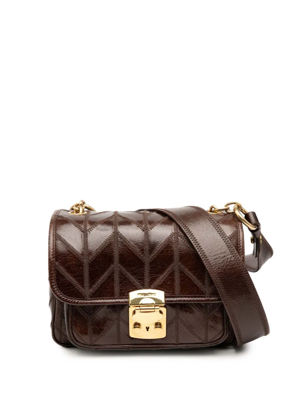 Miu Miu Pre-Owned 2010-2025 Nappa Chevron Patchwork Flap crossbody bag | Brown | Image 1