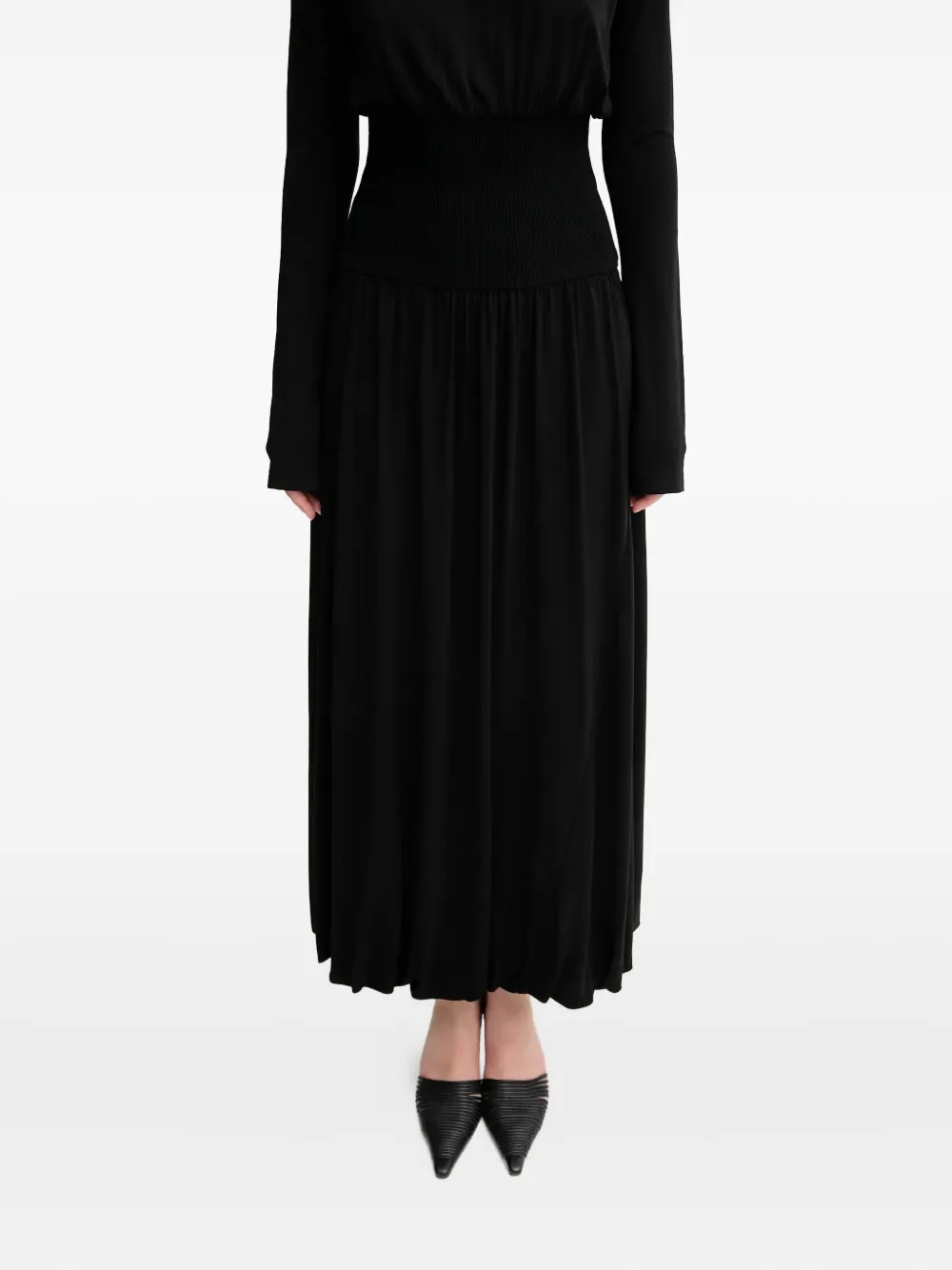 Sportmax Midi-jurk met lange mouwen Zwart