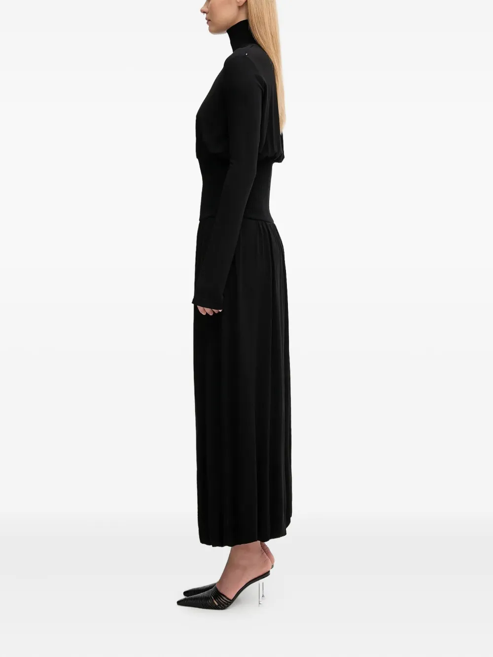 Sportmax Midi-jurk met lange mouwen Zwart