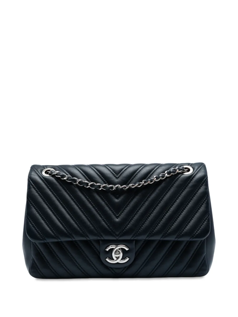 CHANEL Pre-Owned 2015-2016 ジャンボ クラシック シェブロン ラムスキン ダブルステッチ シングルフラップ CHANEL Pre-Owned 2015-2016 ジャンボ クラシック シェブロン ラムスキン ダブルステッチ シングルフラップ