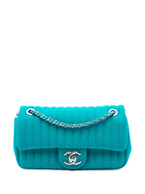 CHANEL Pre-Owned 2016-2017 Mini Vertical Quilted Jersey Single Flap crossbody bag