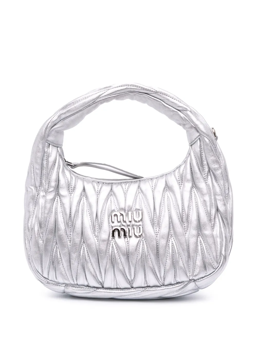 Miu Miu Pre-Owned 2021-2025 Mini Matelasse Metallic Nappa Wander Bag satchel | Silver | Image 1