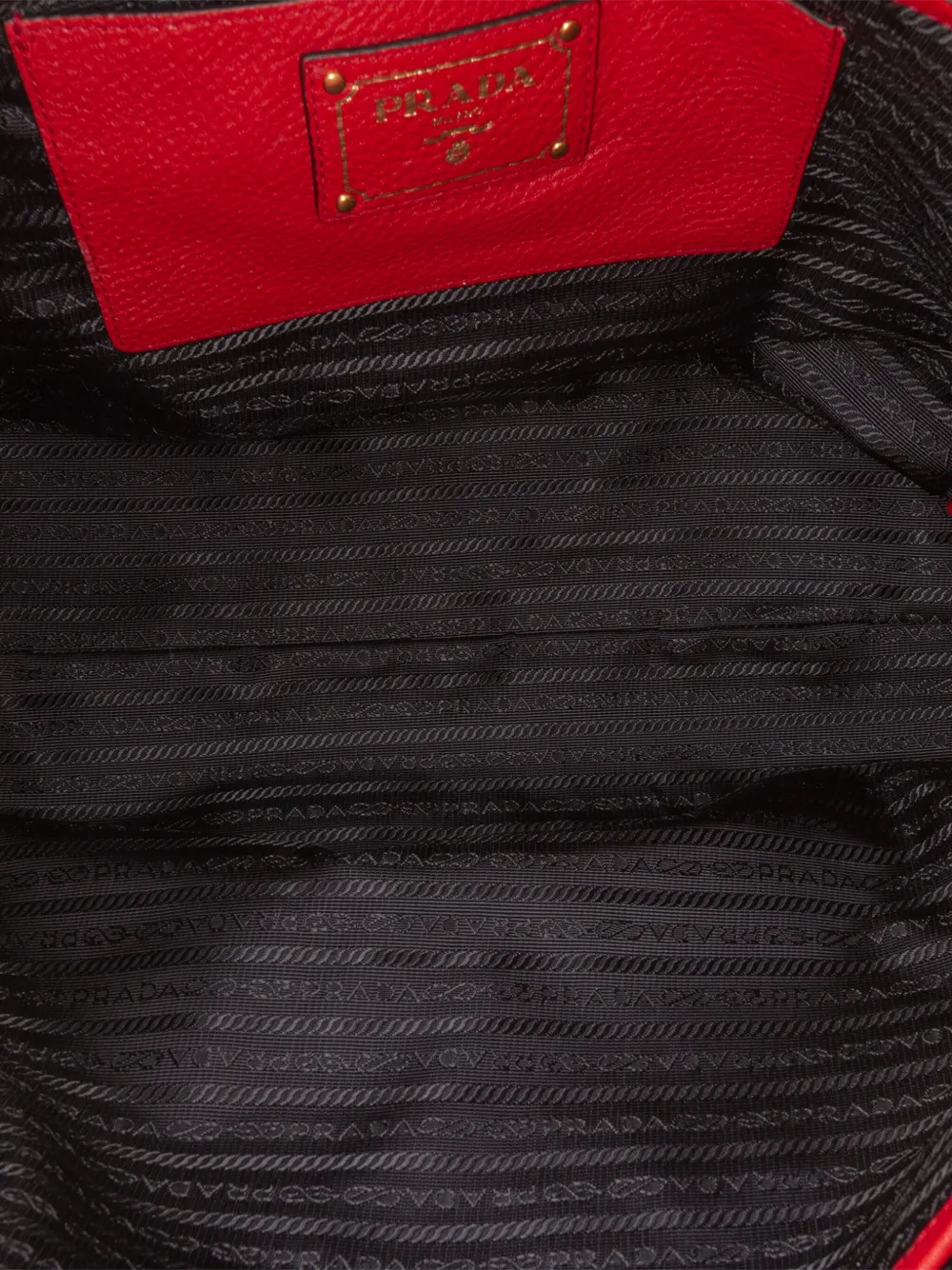 Pre-owned Prada 2000-2025 Vitello Daino Open Convertible Tote Satchel In Red