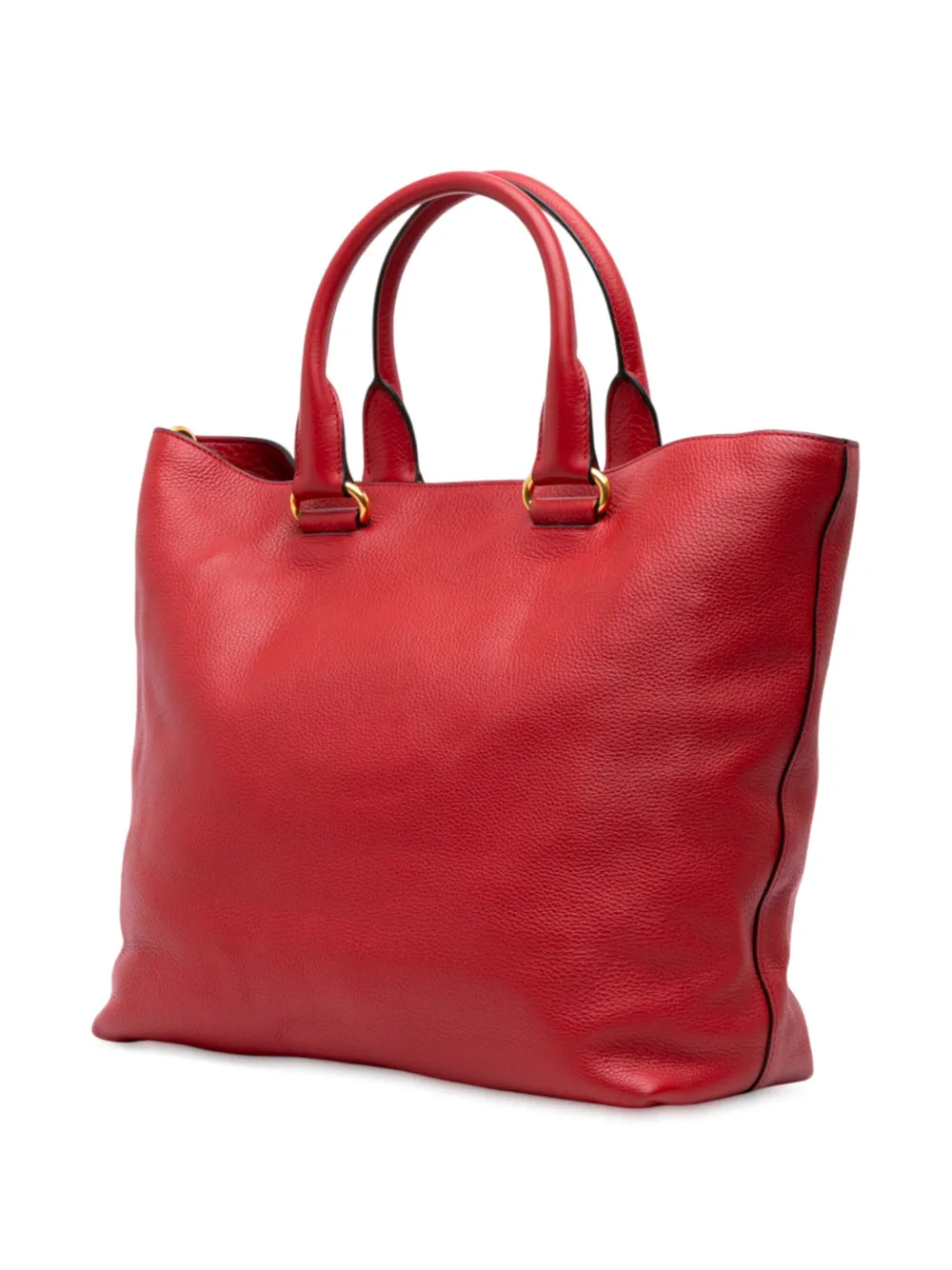 Pre-owned Prada 2000-2025 Vitello Daino Open Convertible Tote Satchel In Red