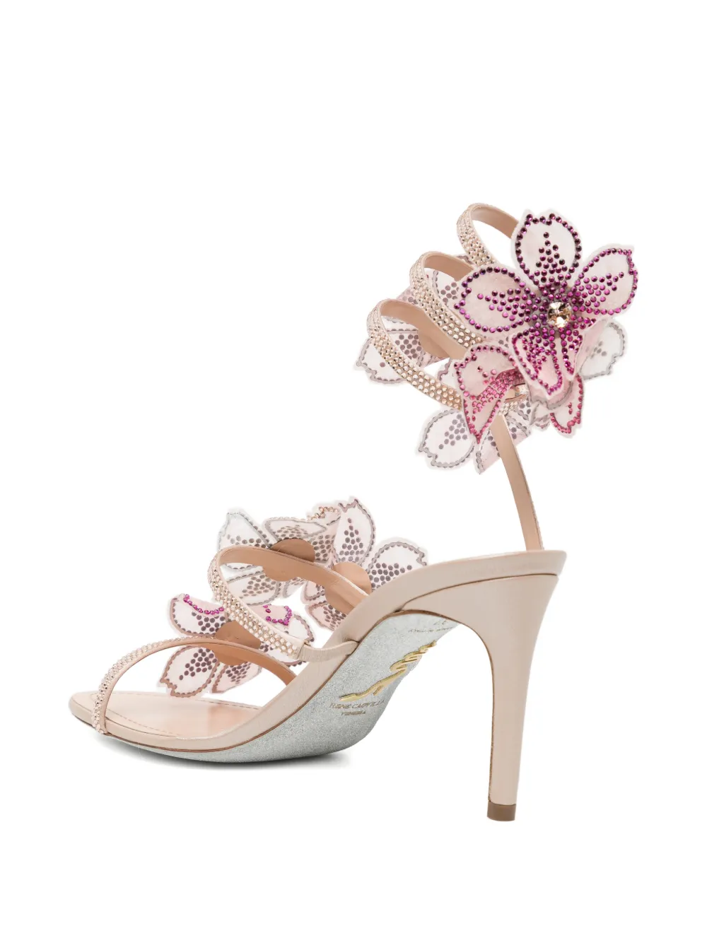 René Caovilla PEACH FLOWER Sandals Beige