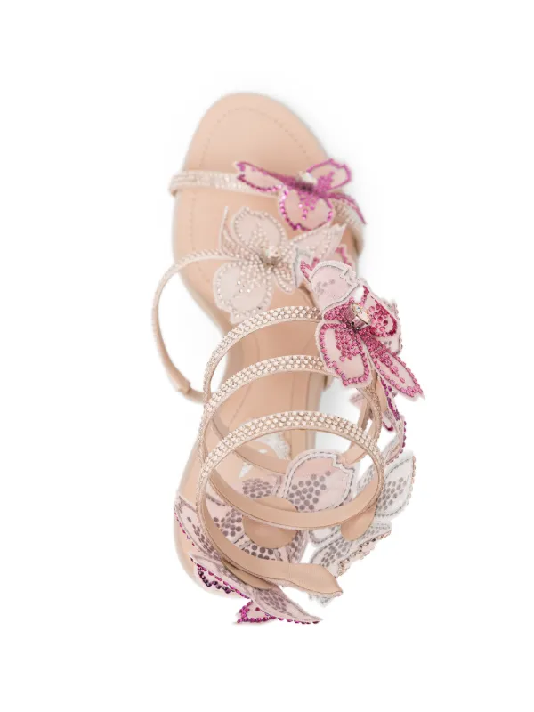 René Caovilla PEACH FLOWER Sandals | Neutrals | FARFETCH ZA