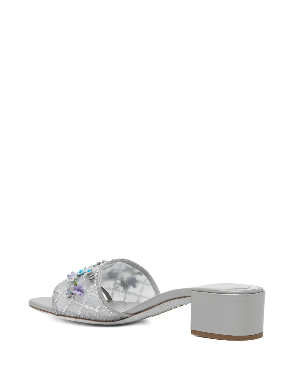 René Caovilla 40mm floral-appliqué sandals Zilver