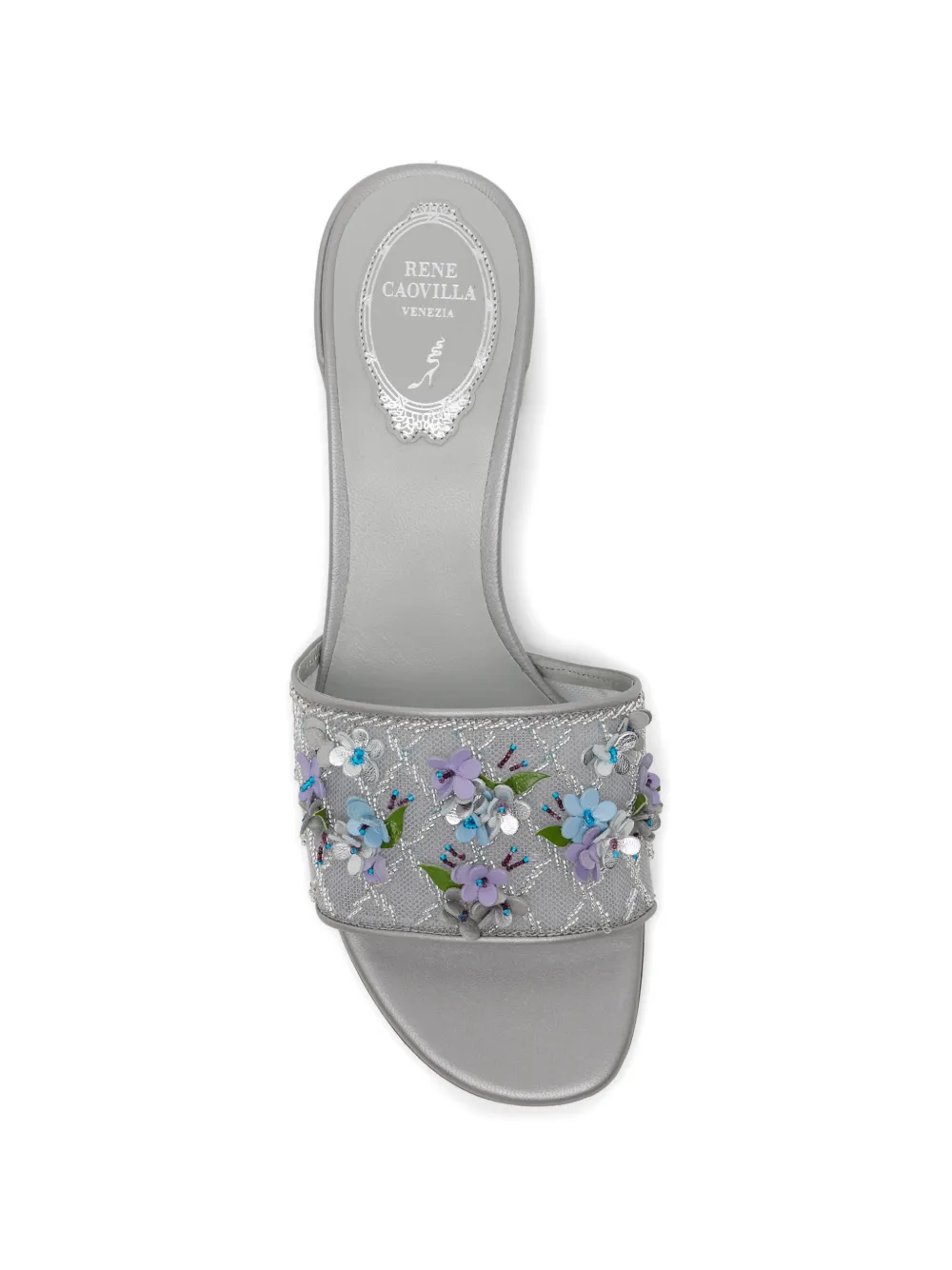 René Caovilla 40mm floral-appliqué sandals Zilver