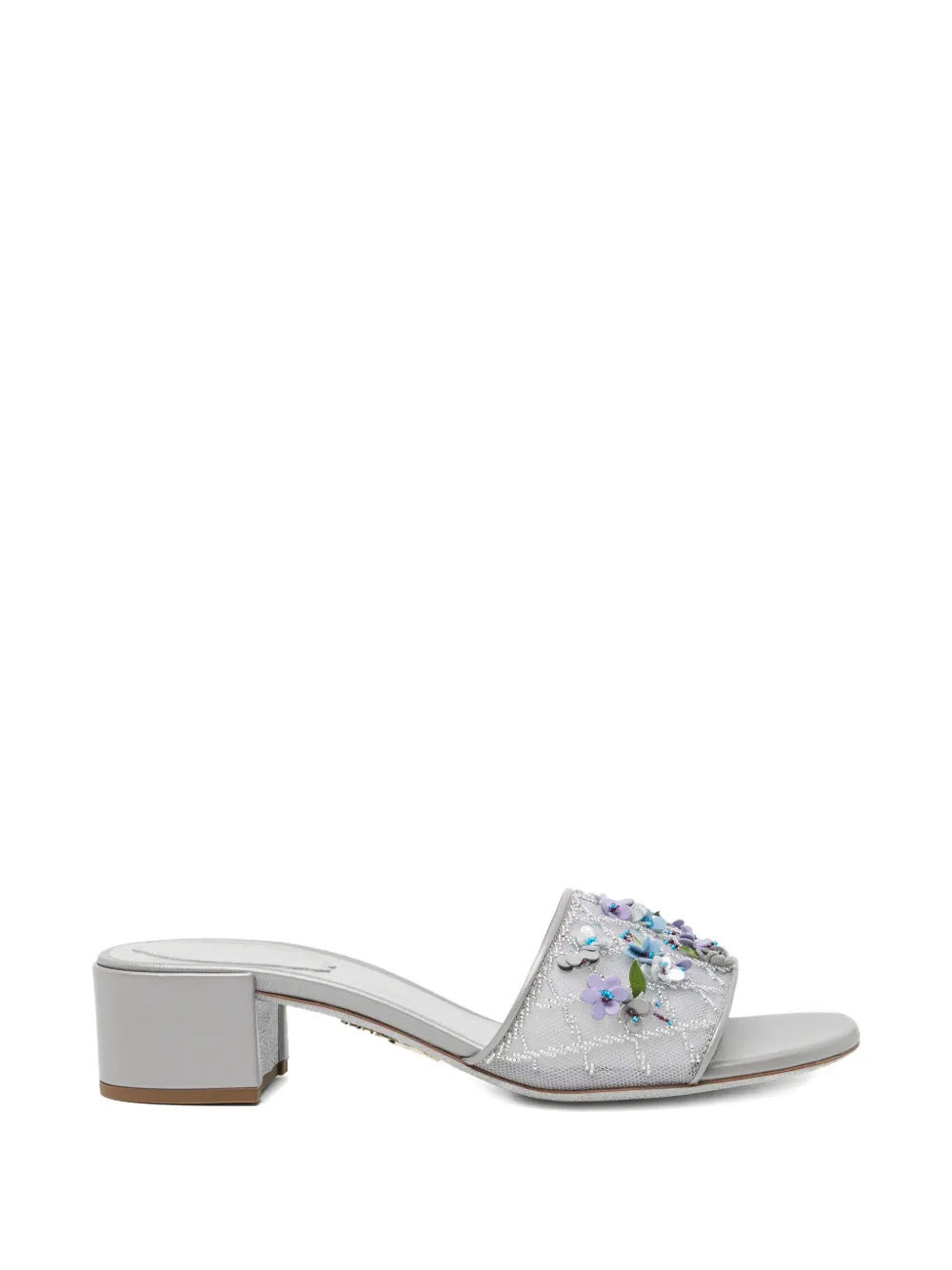 René Caovilla 40mm floral-appliqué sandals Zilver