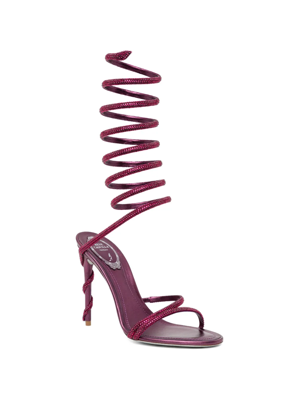 René Caovilla embellished spiral sandals Rood