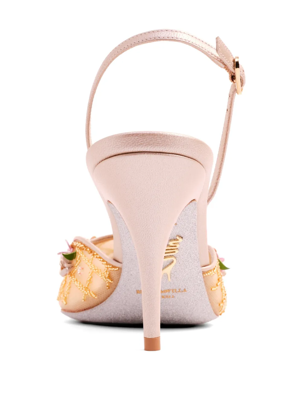 René Caovilla Slingback pumps verfraaid met bloemen Beige