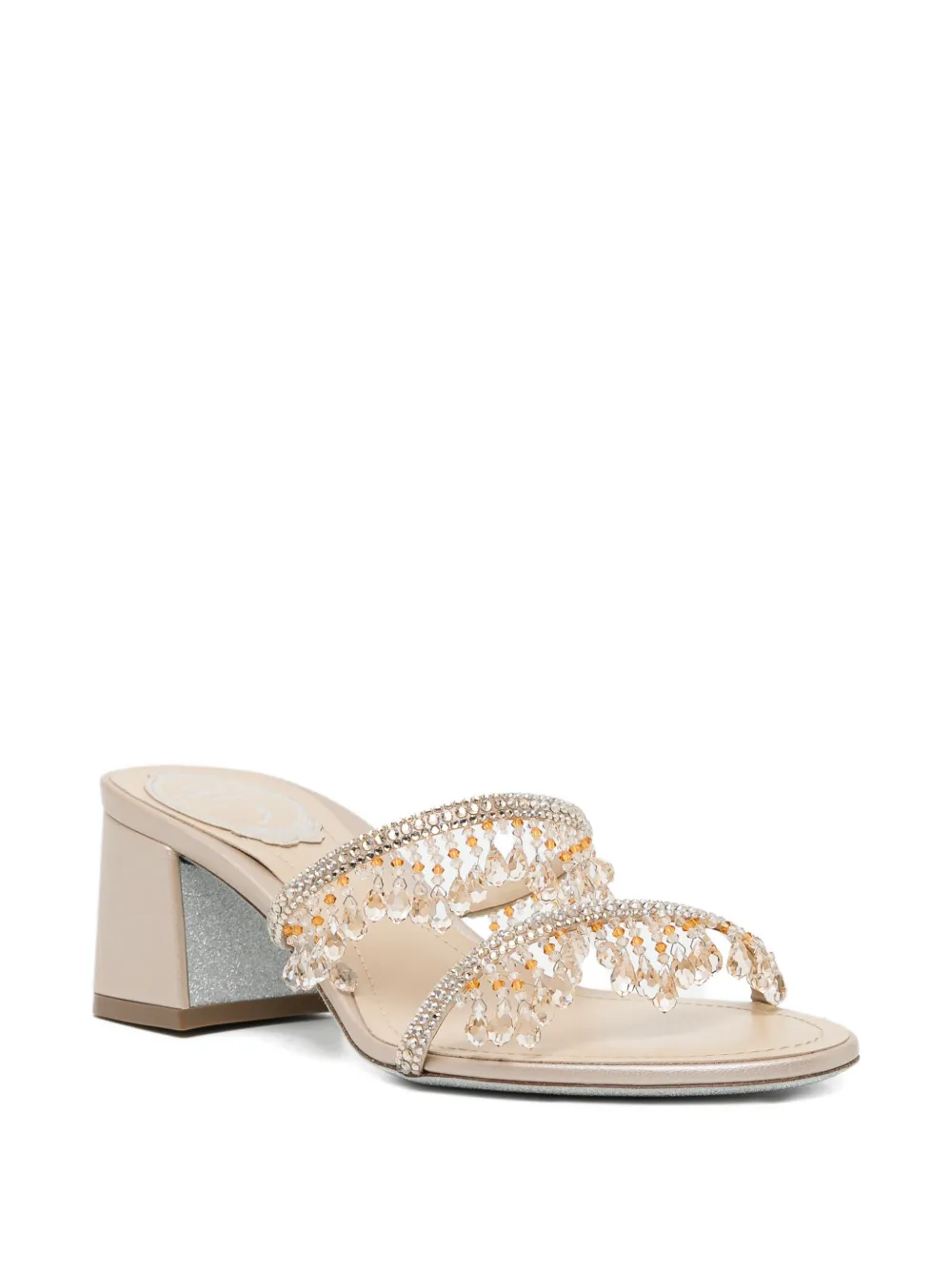 René Caovilla 50mm embellished sandals Beige