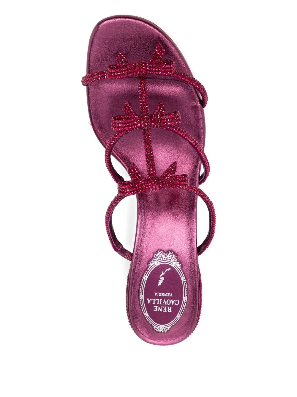 René Caovilla 40mm crystal-embellished ribbon heeled sandals Paars