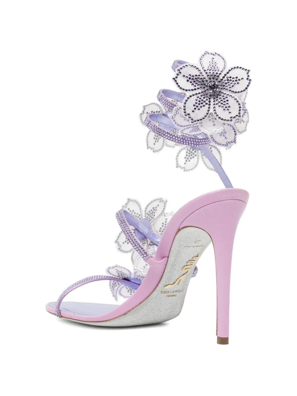 René Caovilla 105mm Peach Flower sandals Paars