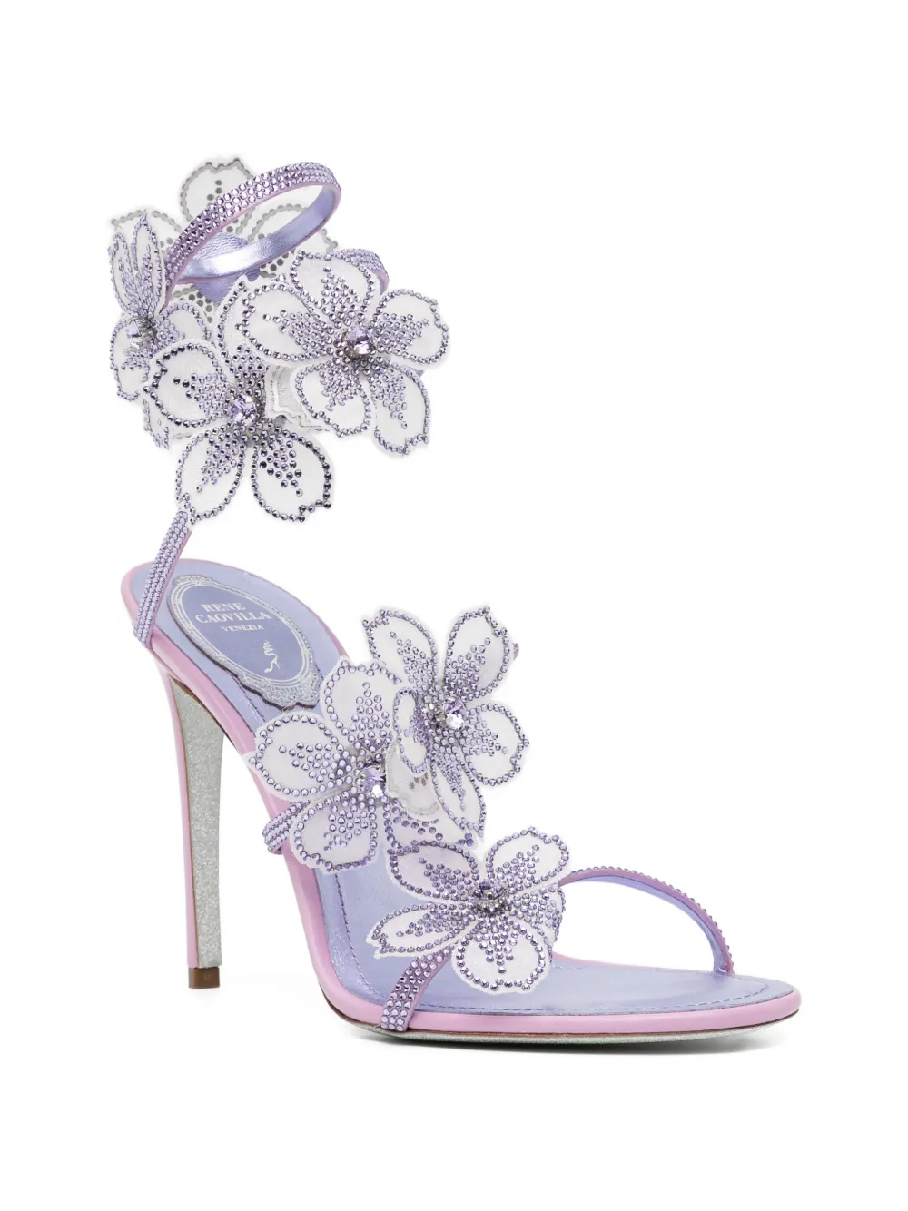 René Caovilla 105mm Peach Flower sandals Paars
