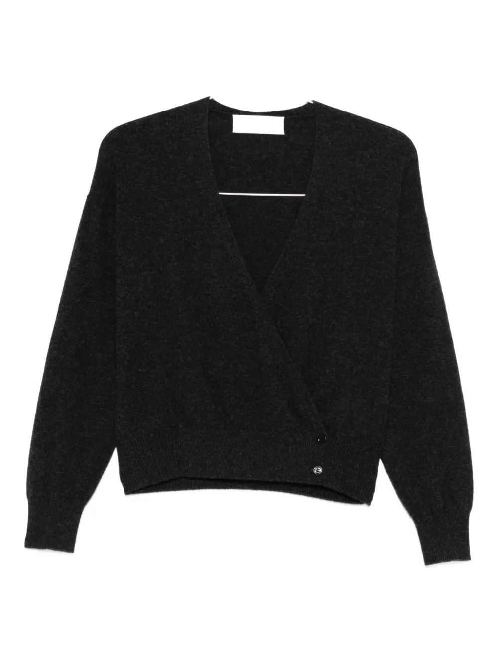 Ivory Paris Wrap Button Cardigan In Black