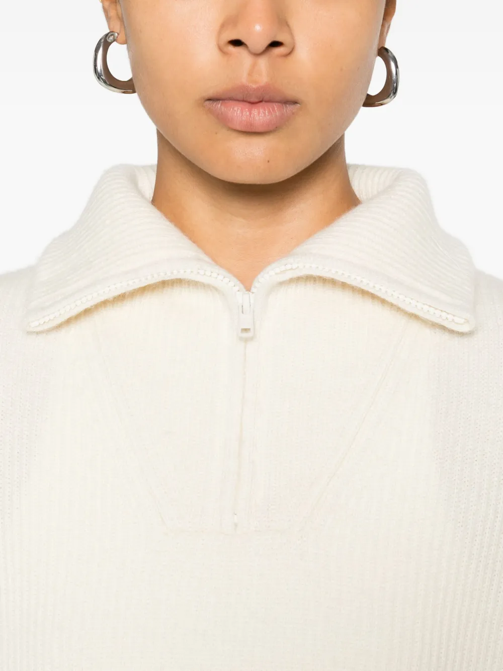 Ivory Paris Zip-collar Sweater In Neutral