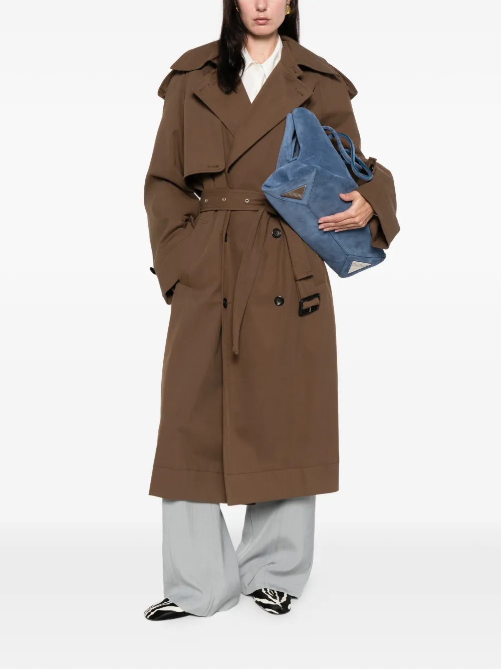 FEDERICO CINA Trenchcoat met dubbele rij knopen Bruin