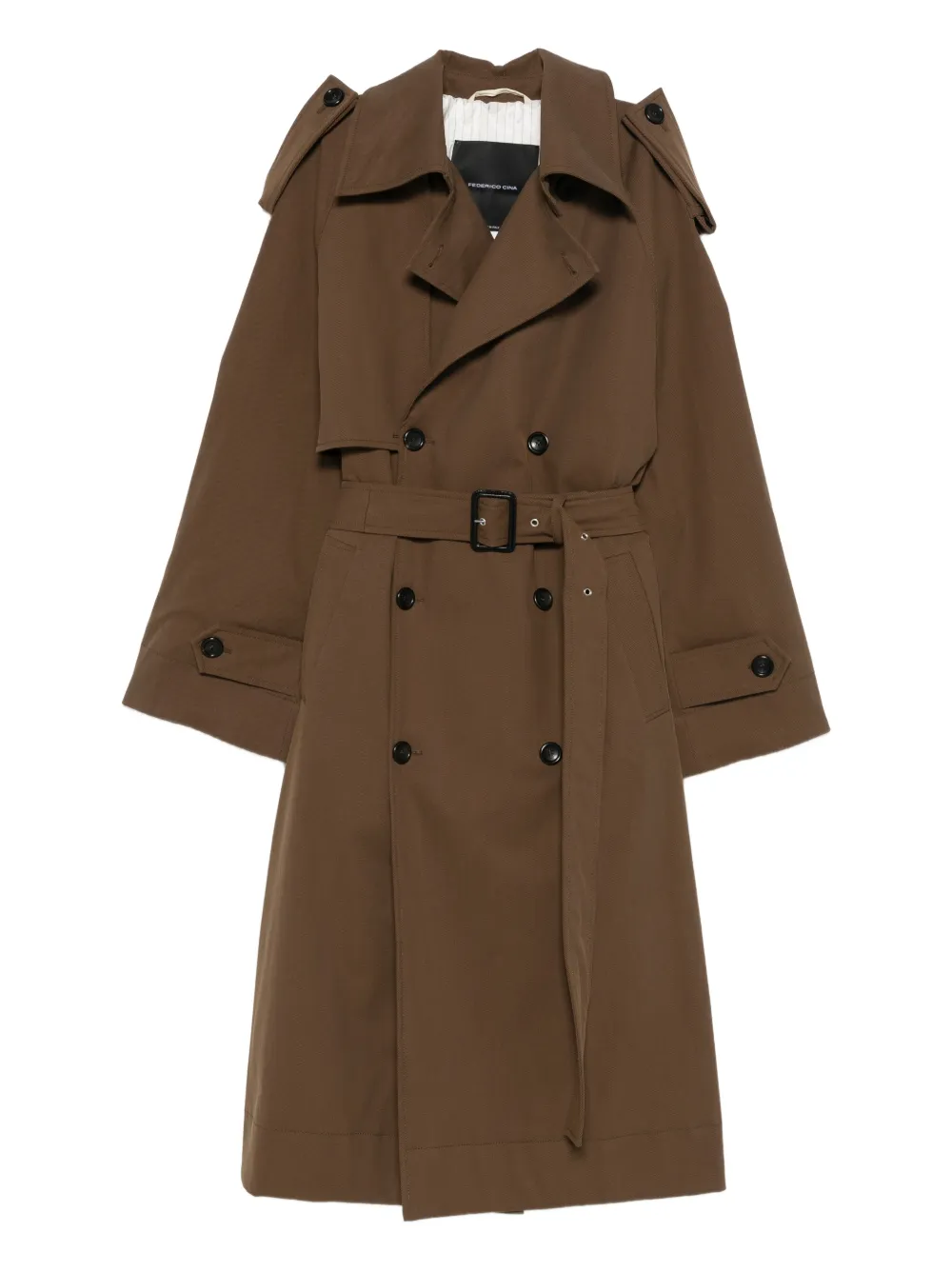 FEDERICO CINA belted double-breasted trench coat | Brown | Image 1