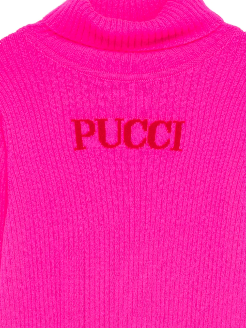 Pucci Junior Logo Turtleneck Sweater In Pink