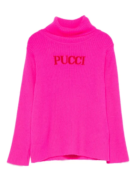 PUCCI Junior suéter con cuello de tortuga y logo
