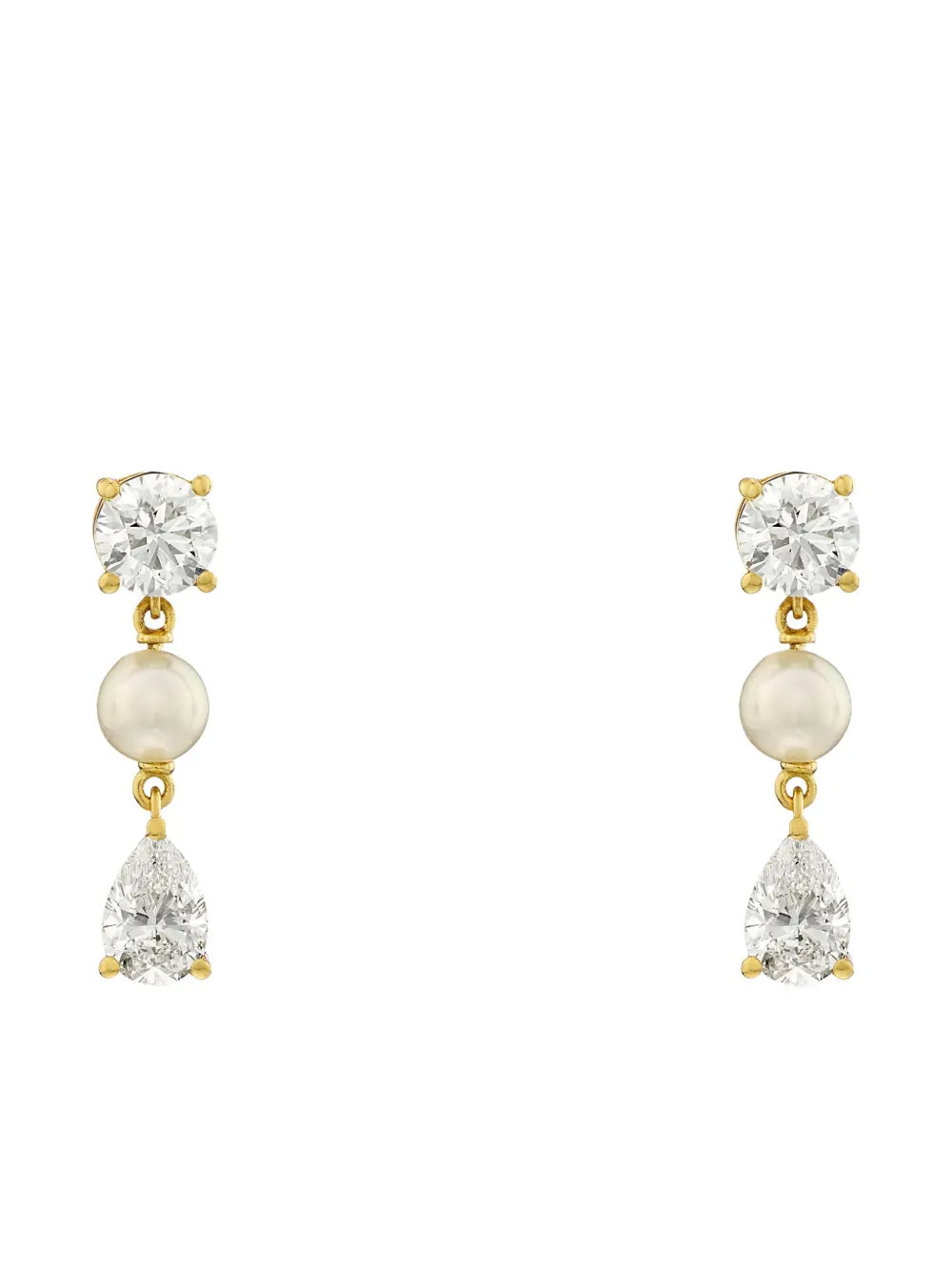 ROSEKEY 18K yellow gold Soulmate diamond and pearl earrings - Oro