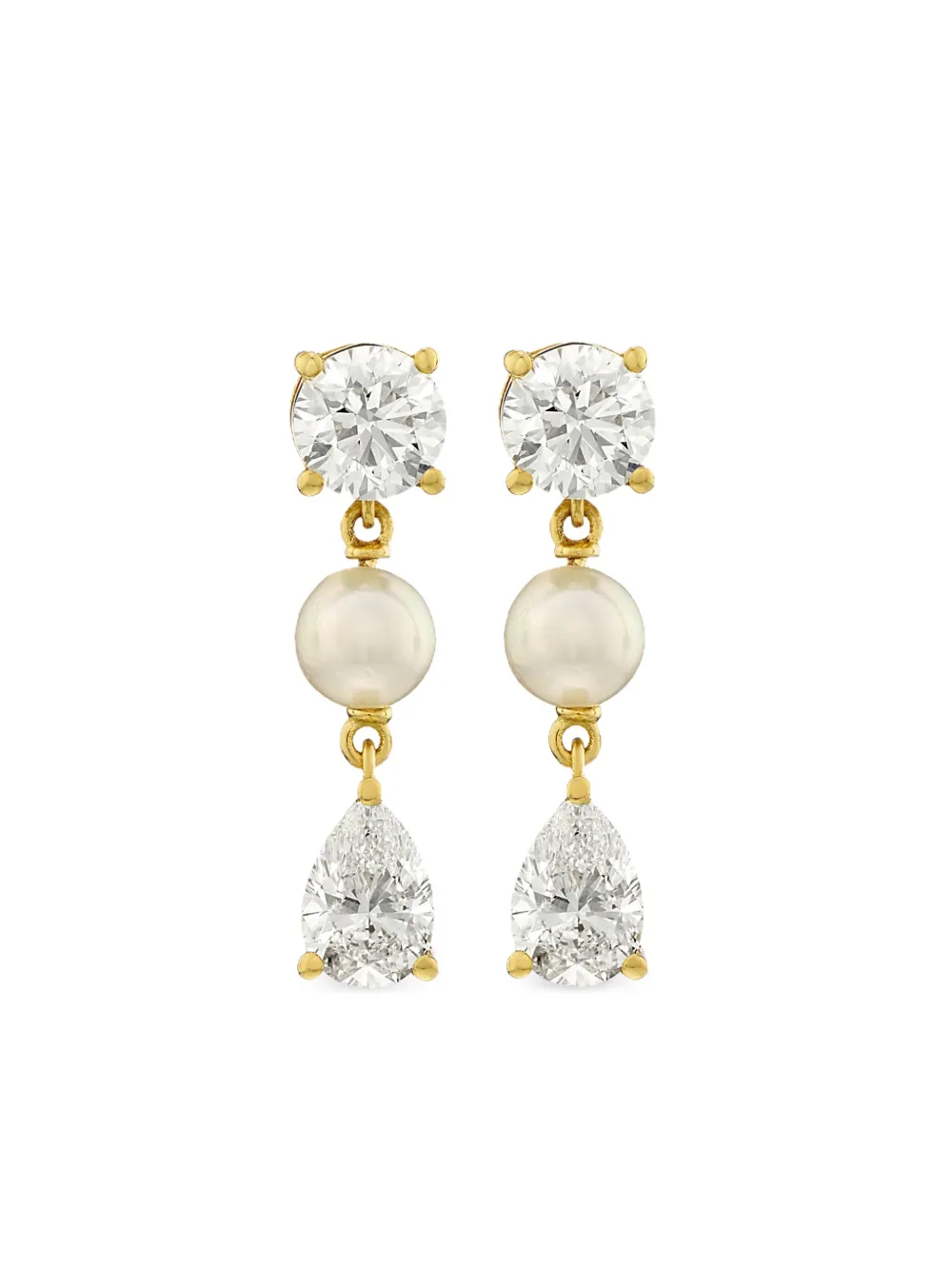 ROSEKEY 18K yellow gold Soulmate diamond and pearl earrings - Oro