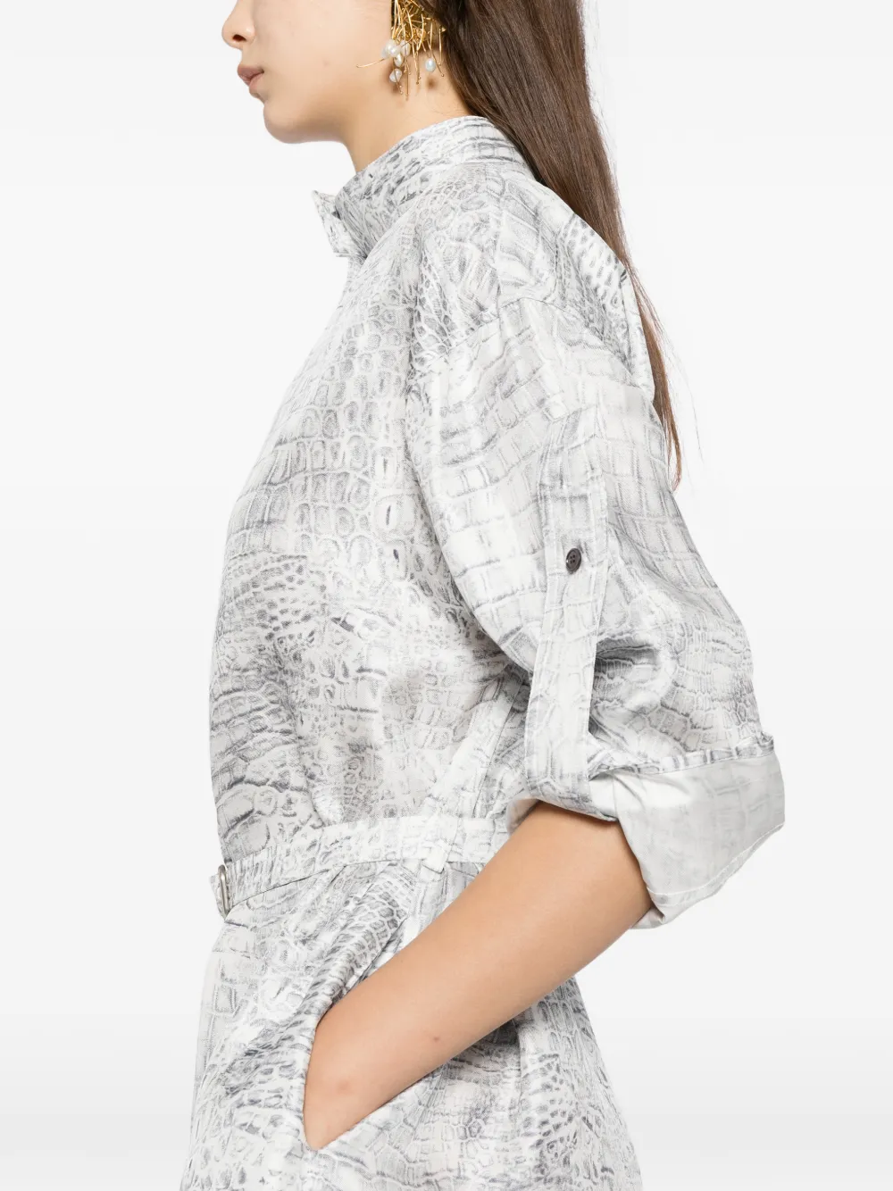 belted buttoned-up shirt dress