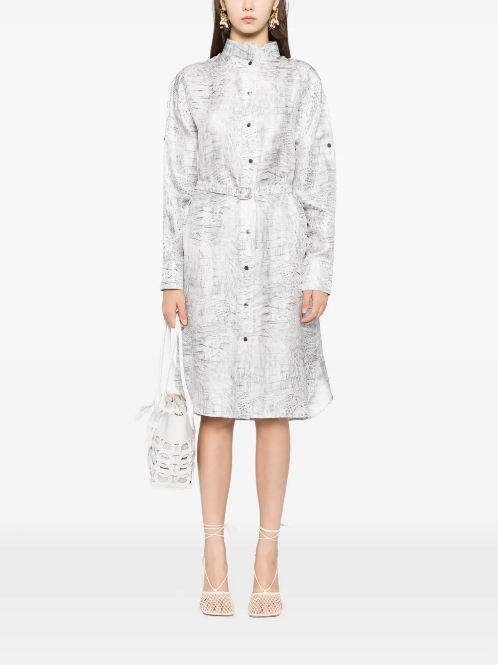 Ferragamo Button-up blousejurk met ceintuur - Wit