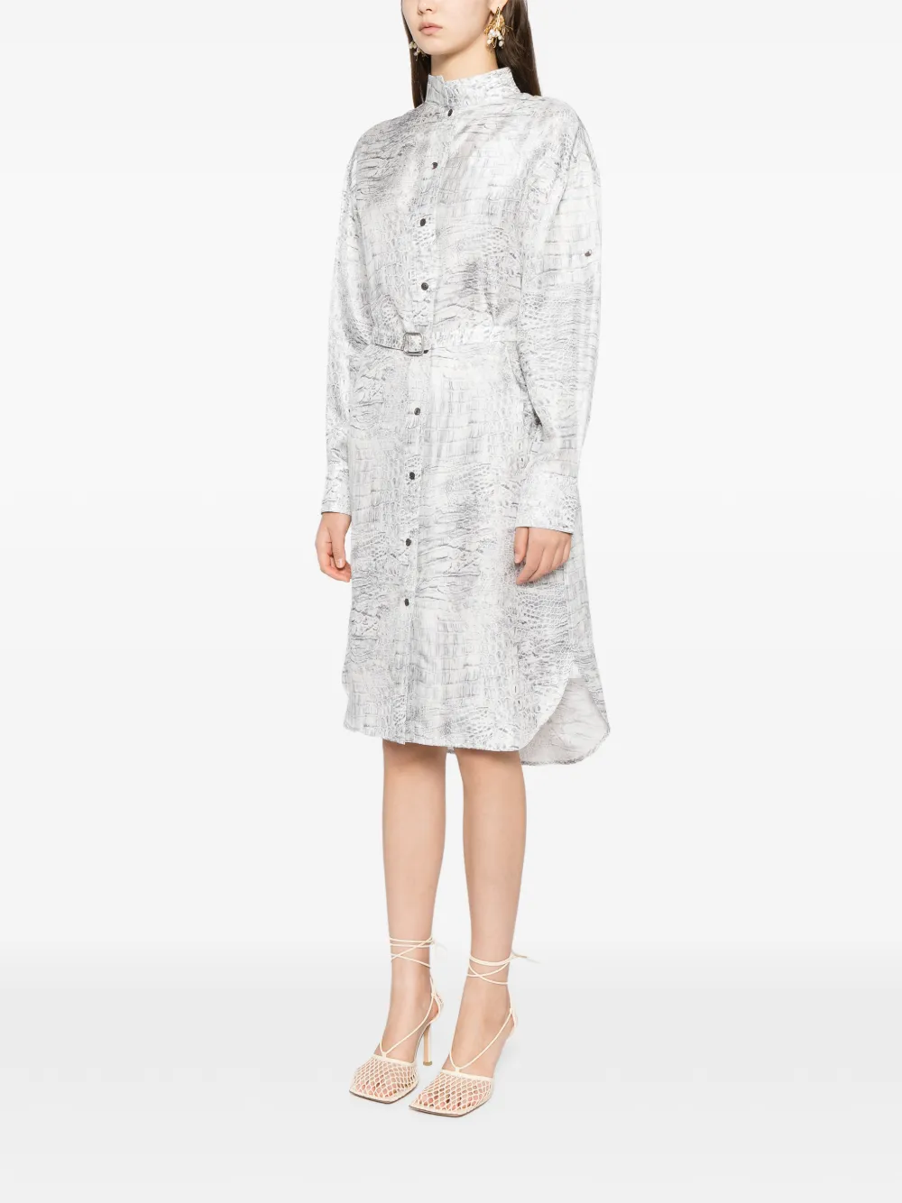 belted buttoned-up shirt dress