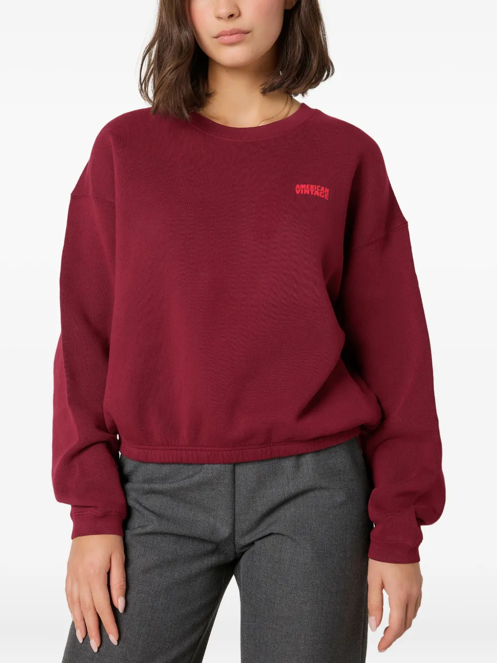 American Vintage Izubird cropped sweater met logo-print Rood