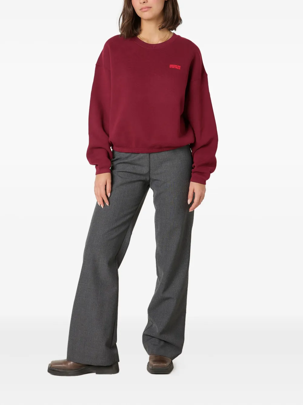 American Vintage Izubird cropped sweater met logo-print Rood