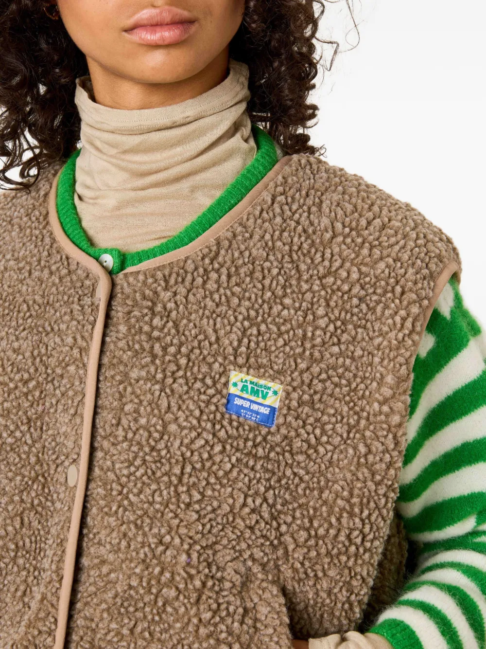 American Vintage Hoktown lammy gilet met rits Bruin