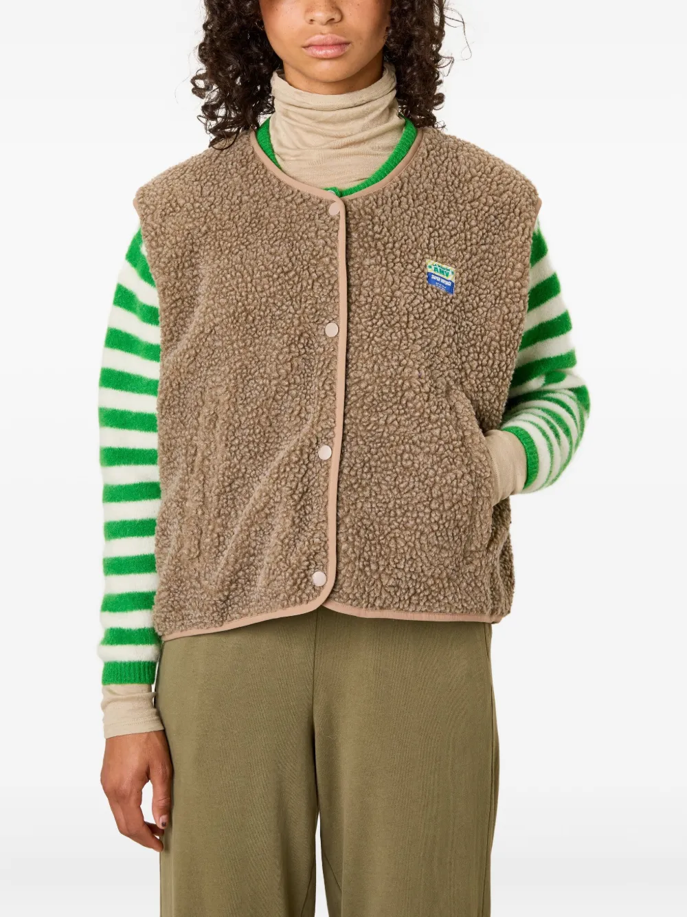 American Vintage Hoktown lammy gilet met rits Bruin
