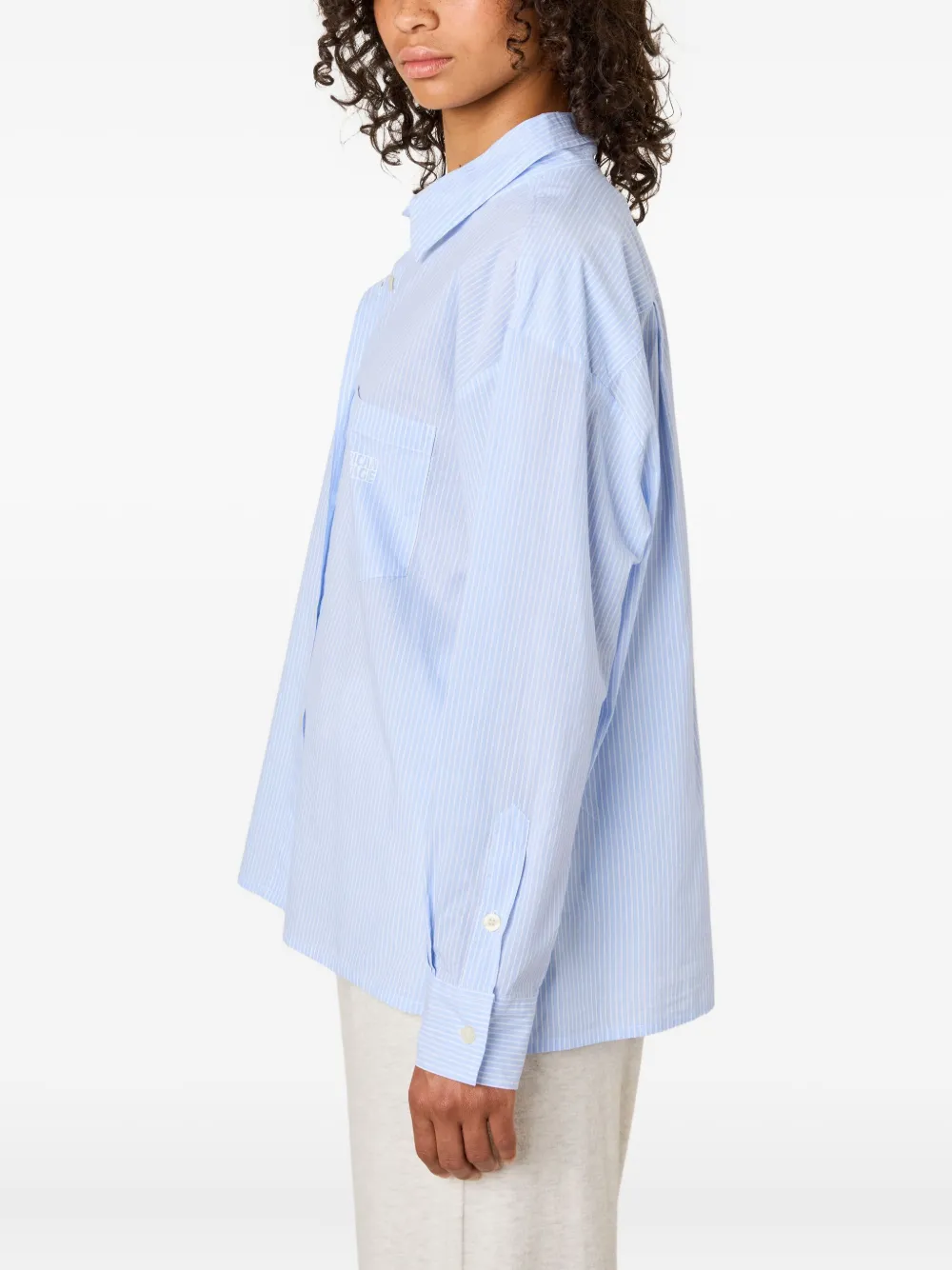 American Vintage Eluabird gestreepte blouse met opgestikte zak Blauw