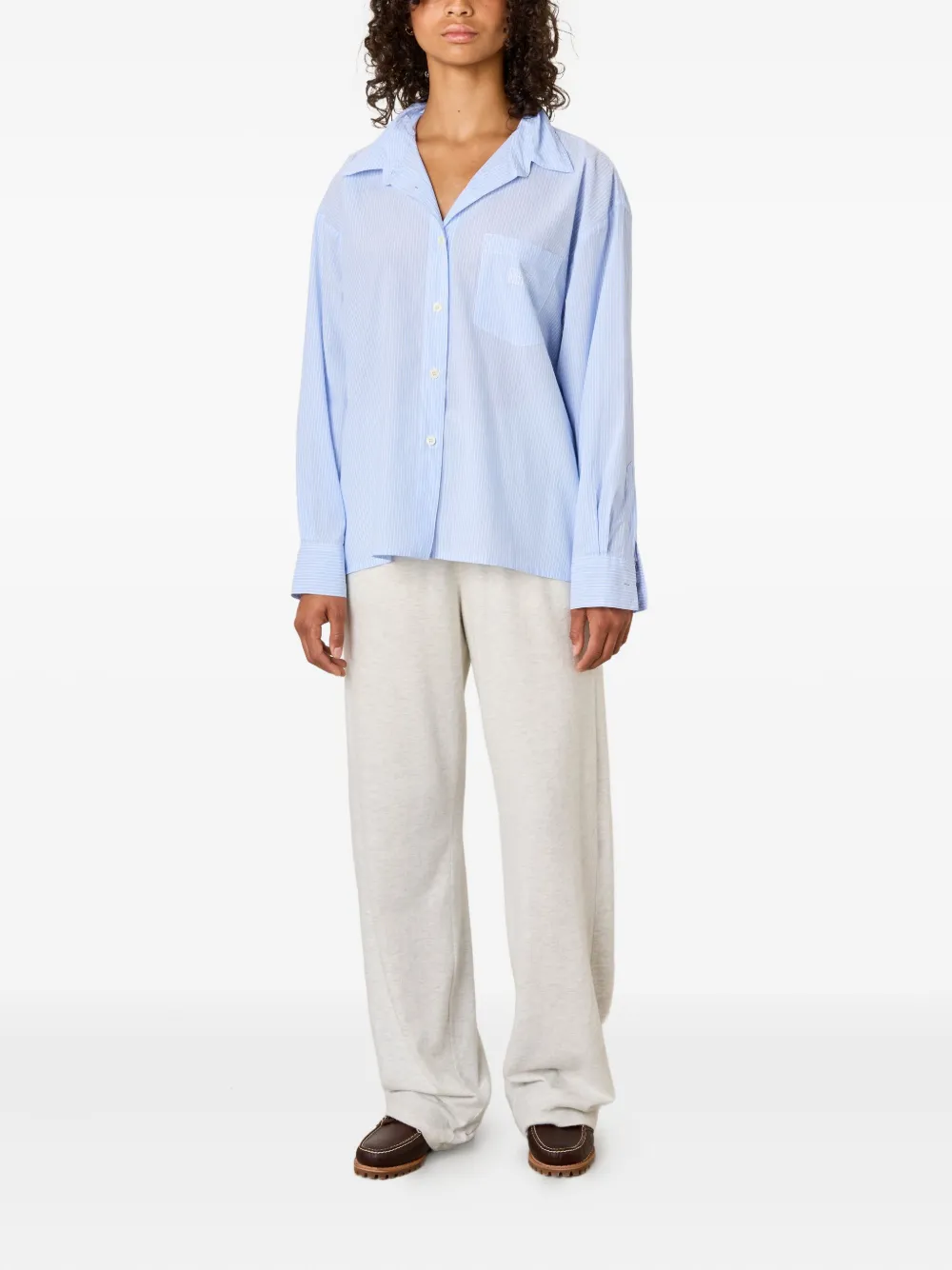 American Vintage Eluabird gestreepte blouse met opgestikte zak Blauw