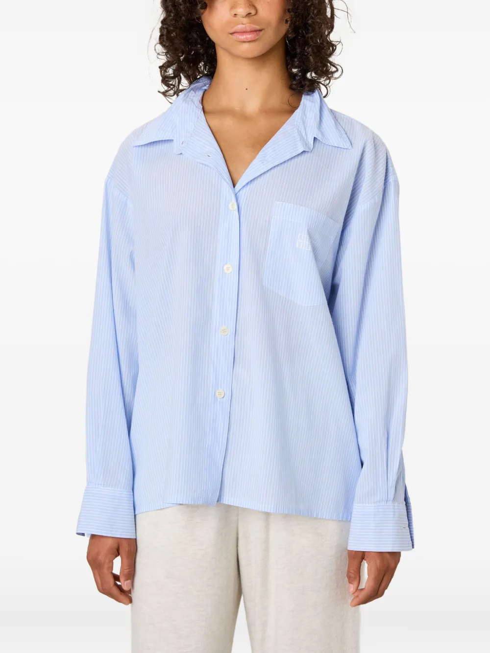 American Vintage Eluabird gestreepte blouse met opgestikte zak Blauw
