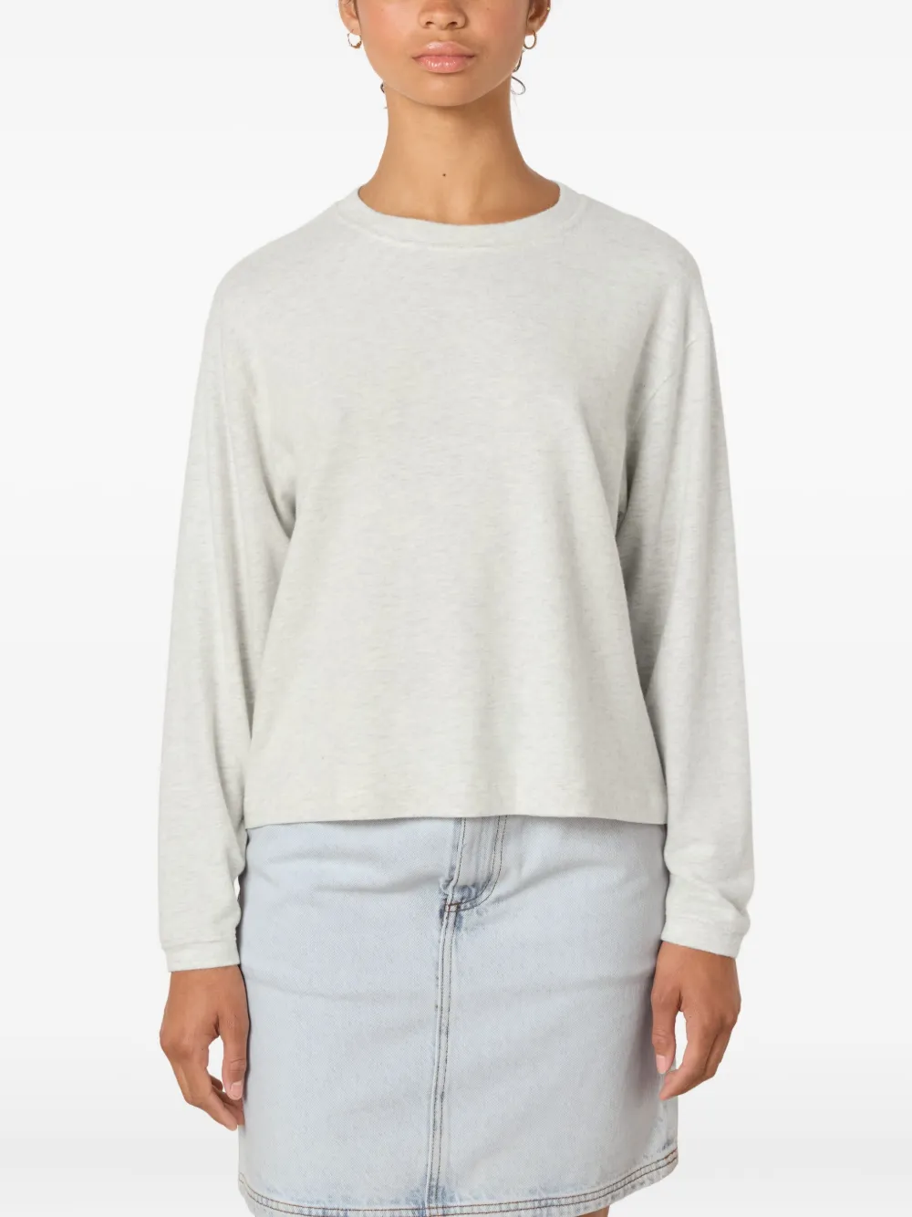 American Vintage Long-sleeved Boat-neck Ypawood T-shirt In Gray