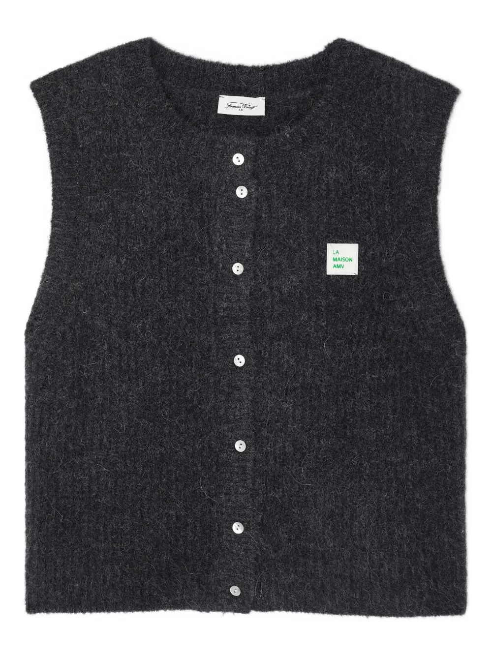 American Vintage Sleeveless Button East Cardigan Vest In Gray