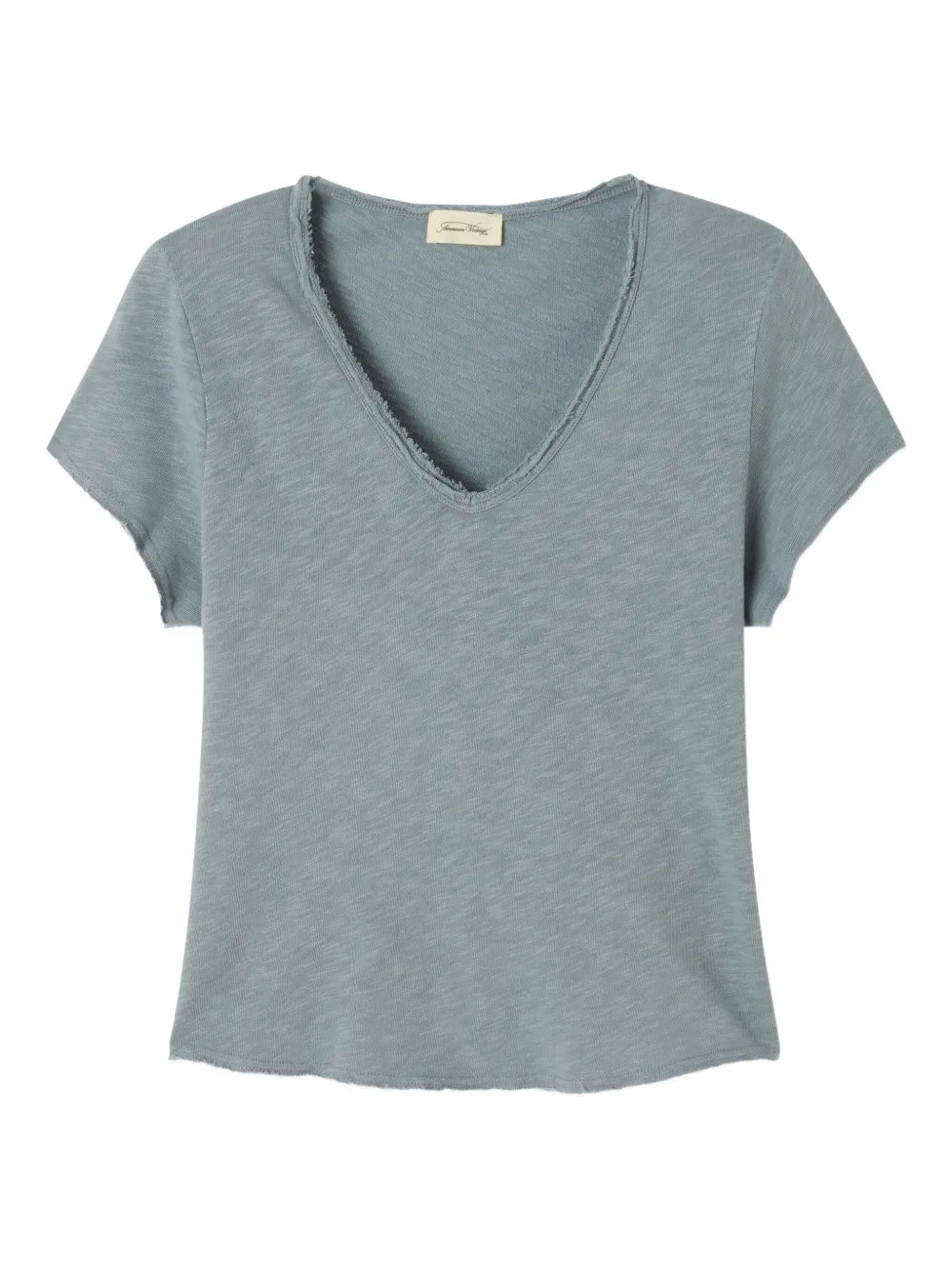 American Vintage Sonoma Frayed V-neck T-shirt In Blue