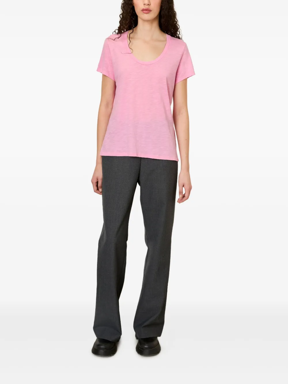 American Vintage Jacksonville Scoop-neck Short-sleeve T-shirt In Pink