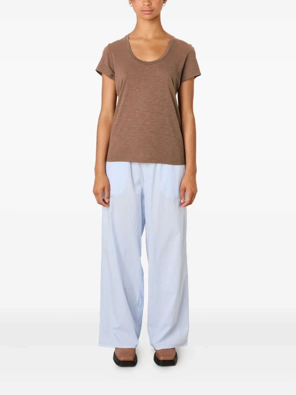 American Vintage Jacksonville Scoop-neck Short-sleeve T-shirt In Brown