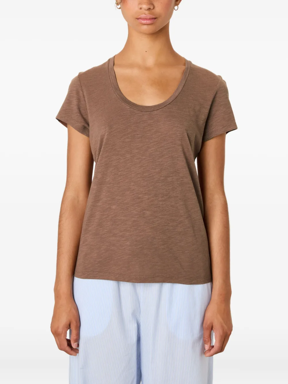 American Vintage Jacksonville Scoop-neck Short-sleeve T-shirt In Brown